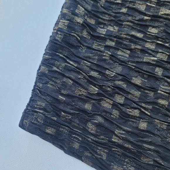 Forever 21 Womens Gold Black Foiled Textured Waves Skirt Elastic Waist Lined S - Picture 2 of 9